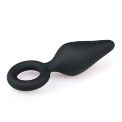   Easytoys Pointy Plug - analni dildo z obročem za oprijem - srednji (črn)