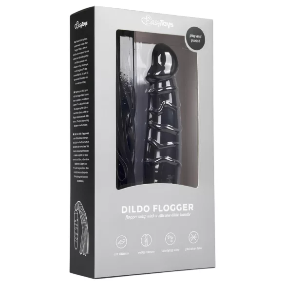 Easytoys - bič in dildo - silikonski 2v1 - črna
