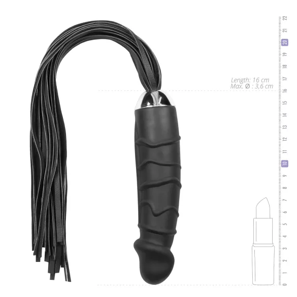 Easytoys - bič in dildo - silikonski 2v1 - črna