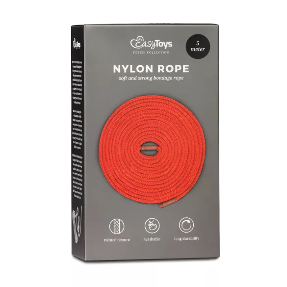 Easytoys Rope - vrv za bondage (5 m, rdeča)