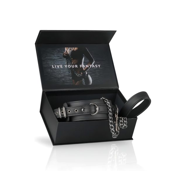 Easytoys - fetiš ovratnica in povodec (črn)