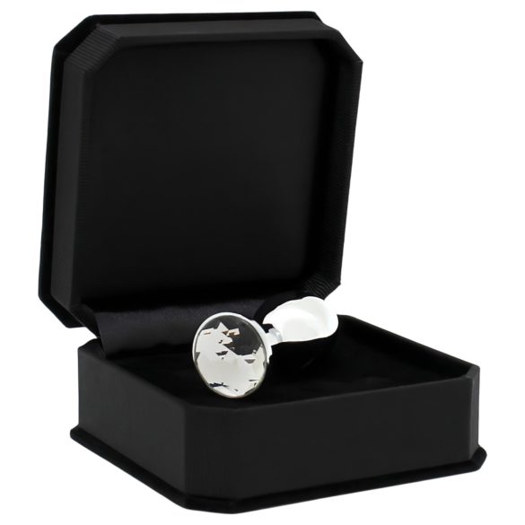 Rimba XS - kovinski analni čep z prozornim draguljem - srebrn