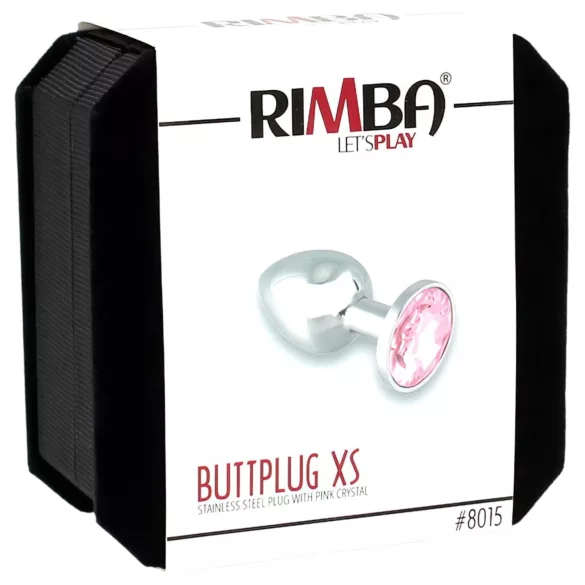 Rimba XS - kovinski analni čep s rožnatim kamnom (srebrn)