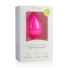   Easytoys Diamond - analni dildo z belim kamnom (velik) - roza