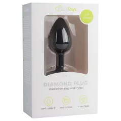   Easytoys Diamond - analni čep z belim kamnom - majhen - črn