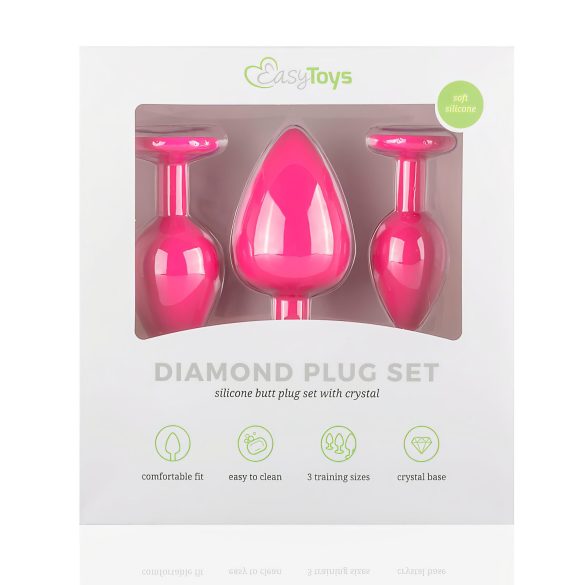 Easytoys Diamond - analni čep set - roza