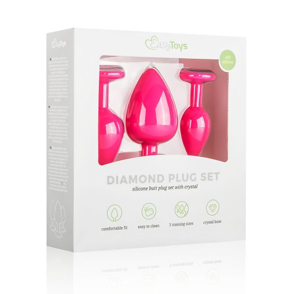 Easytoys Diamond - analni čep set - roza