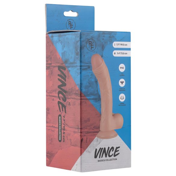 Real Fantasy Vince - dildo s modo in kožico - 19,5 cm - natur