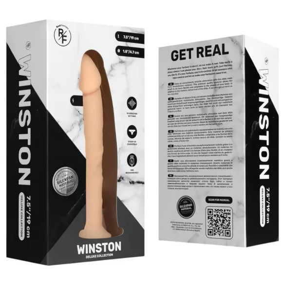 Real Fantasy Winston - vibrators z priseskom - 19 cm - naravna barva
