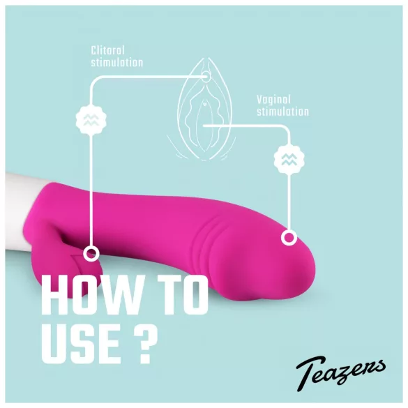 Teazers - realistični vibrator s stimulatorjem klitorisa (rožnate barve)