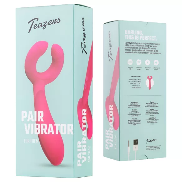 Easytoys Couple - vibrator za pare - polnjenje USB, vodoodporen - roza