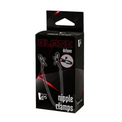   Blaze Deluxe - kovinske objemke za bradavice z verižico (črna)