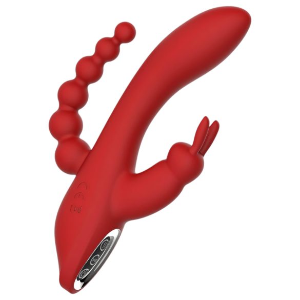 Red Revolution Hera - polnilni, vodoodporni trojni vibrator (rdeč)