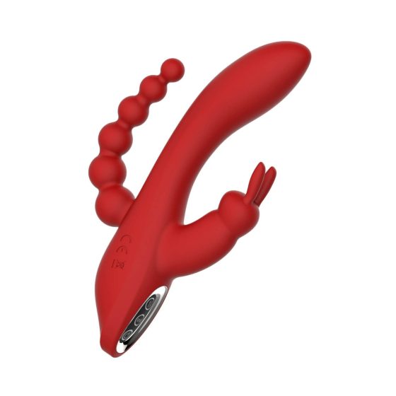 Red Revolution Hera - Vodoodporni vibrator s tremi zobci za polnjenje (rdeča)
