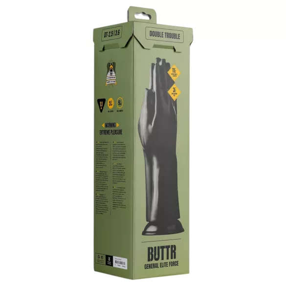 BUTTR - fisting dildo z vakuumsko podlago - črna