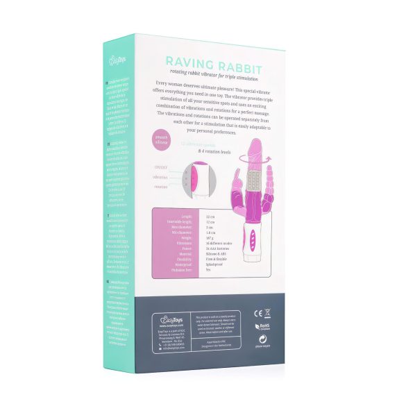 Easytoys Raving Rabbit - 3-kraki vibrator (roza)