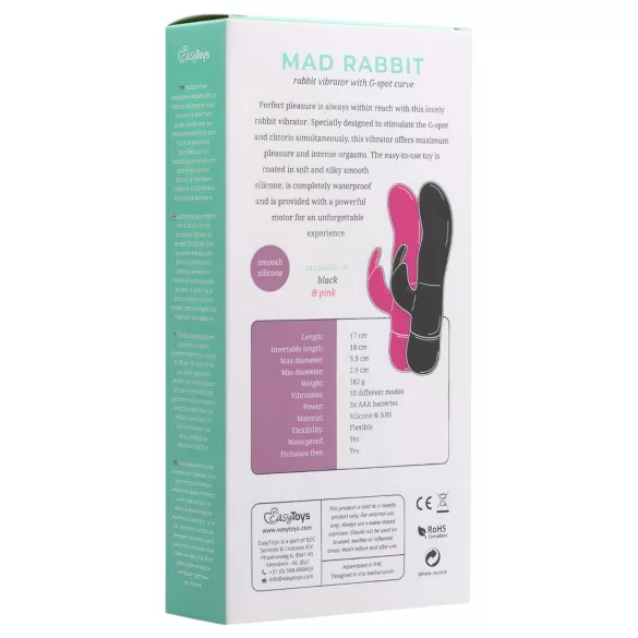 Easytoys Mad Rabbit - vibrator zajček - stimulator klitorisa - roza
