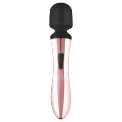   Rosy Gold - masažni vibrator z ukrivljeno glavo - polnjenje USB - rožnato zlata