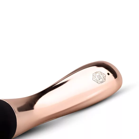 Rosy Gold - masažni vibrator z ukrivljeno glavo - polnjenje USB - rožnato zlata