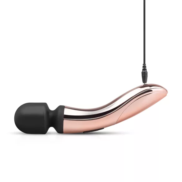 Rosy Gold - masažni vibrator z ukrivljeno glavo - polnjenje USB - rožnato zlata