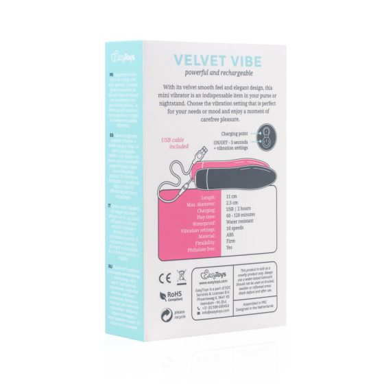 Easytoys Velvet Vibe - vibrator, ki ga je mogoče ponovno napolniti (črn)