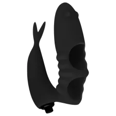Easytoys - vibracijski prstan za prst - 2v1 - črn