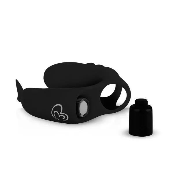 Easytoys - vibracijski prstan za prst - 2v1 - črn