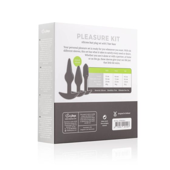 Easytoys Pleasure kit - komplet različnih analnih dildojev (črn)