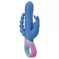   PMV20 Vice Double - trojni vibrator z rotacijo - silikonski - moder