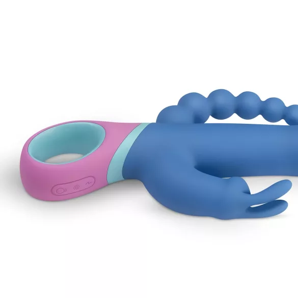 PMV20 Vice Double - trojni vibrator z rotacijo - silikonski - moder