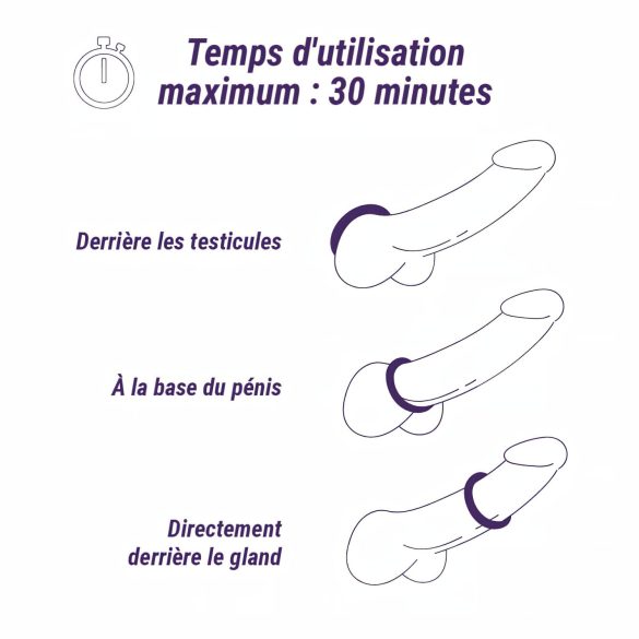 Boners - vibracijski erekcijski obroč - polnilni, vodoodporen - sivi