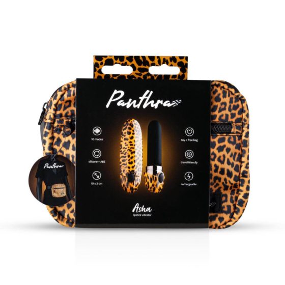 Panthra Asha - vibrator s šminko za polnjenje (leopardja črna)