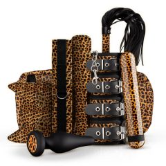   Panthra Gato - komplet za vezanje z vibratorjem (8 kosov) - leopardja črna