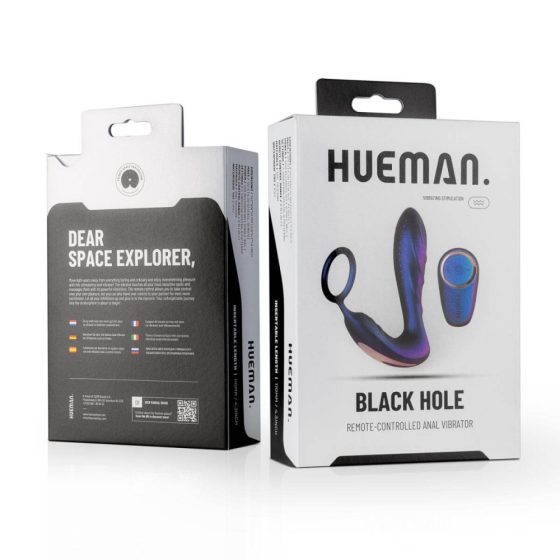 Hueman Black Hole - radijski analni vibrator z obročem za penis (vijolična)
