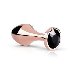   Rosy Gold Butt Plug - analni dildo s črnim kamnom (rožnato zlato)