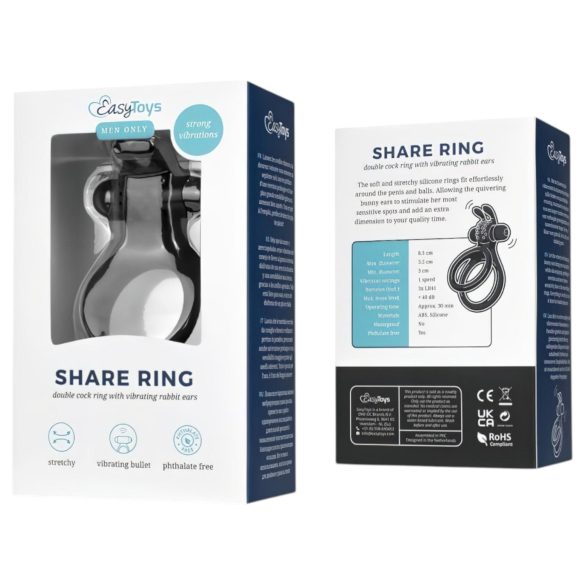 Easytoys - vibracijski obroč za penis in moda - črna