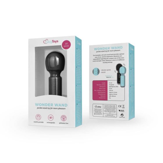 Easytoys Wonder Wand - mini masažni vibrator z možnostjo polnjenja (črn)