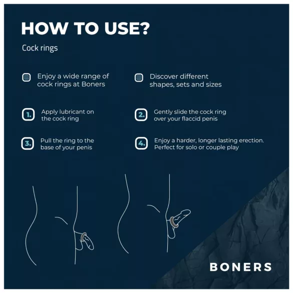 Boners Ergo - silikonski obroček za penis (moder)