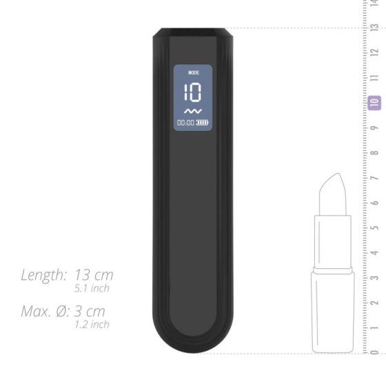 BLAQ - Digitalni vibrator s palico za polnjenje (črn)