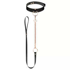 Rosy Gold - ovratnica in povodec - črna rožnato zlata