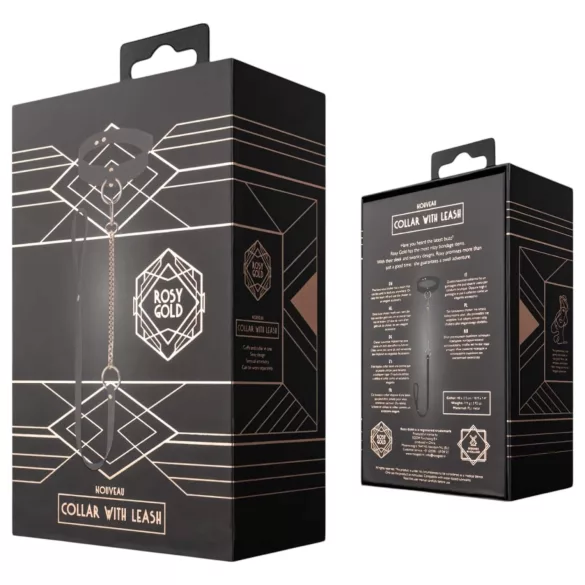 Rosy Gold - ovratnica in povodec - črna rožnato zlata