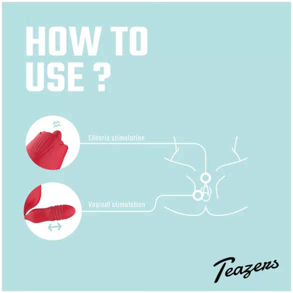 Teazers Rose - potisni vibrator z jezičnim klitoralnim stimulatorjem (rdeč)