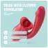 Teazers - vibracijski dildo z jezičnim klitoralnim stimulatorjem (rdeč)