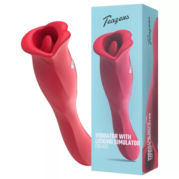 Teazers - dvostranski vibrator z jezičnim dražilnikom klitorisa (rdeč)