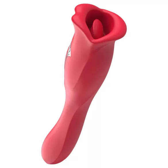 Teazers - dvostranski vibrator z jezičnim dražilnikom klitorisa (rdeč)