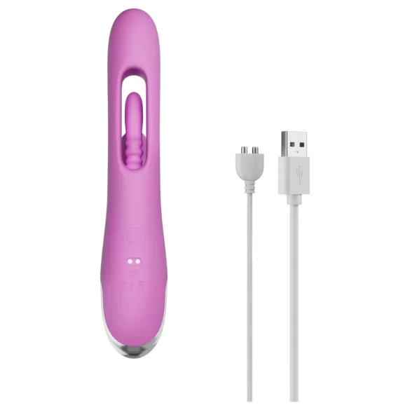Good Vibes Only - vibrator s ščitnikom in gibljivim prstom (vijoličen)