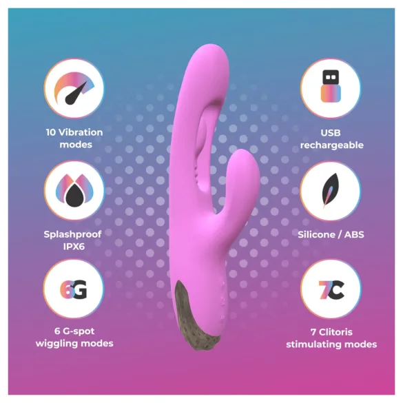 Good Vibes Only - vibrator s ščitnikom in gibljivim prstom (vijoličen)