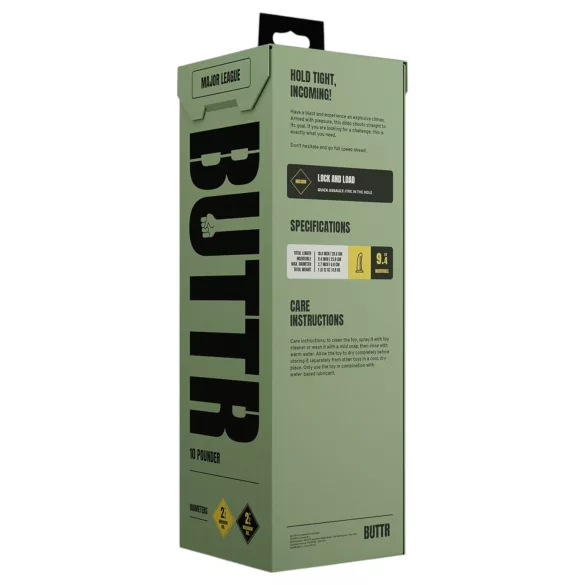 BUTTR Double Ribbed - velik rebrast analni čep (črn) - 26 cm