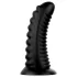BUTTR Double Ribbed - velik rebrast analni čep (črn) - 26 cm