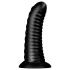 BUTTR Double Ribbed - velik rebrast analni čep (črn) - 26 cm